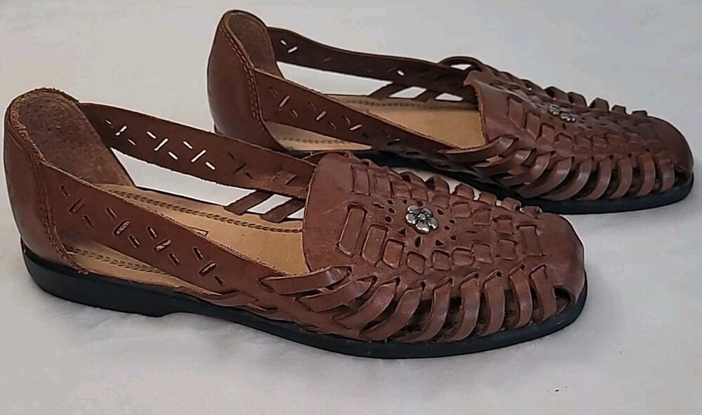Vintage Woven Leather Huarache Sandals Women 5.5